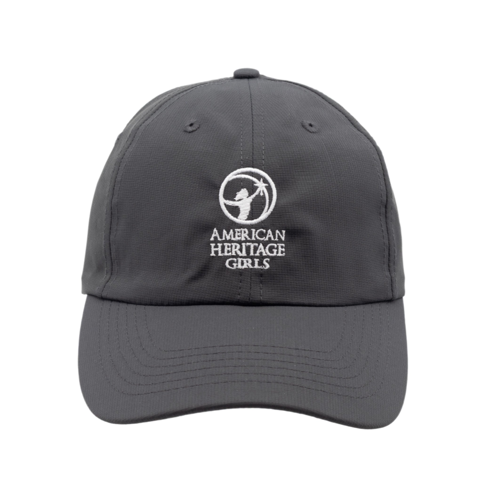 Gray cap with 'American Heritage Girls' logo on a white background