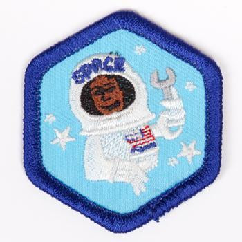 Living And Working In Space Badge Blue-Th 4140 Badges