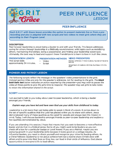 Peer Influence G.R.I.T. with Grace Download Session V3