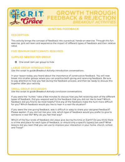 Growth Through Feedback and Rejection G.R.I.T. with Grace Download Session V3