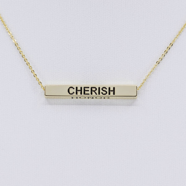 AHG Love, Cherish, Honor, Serve Bar Necklace