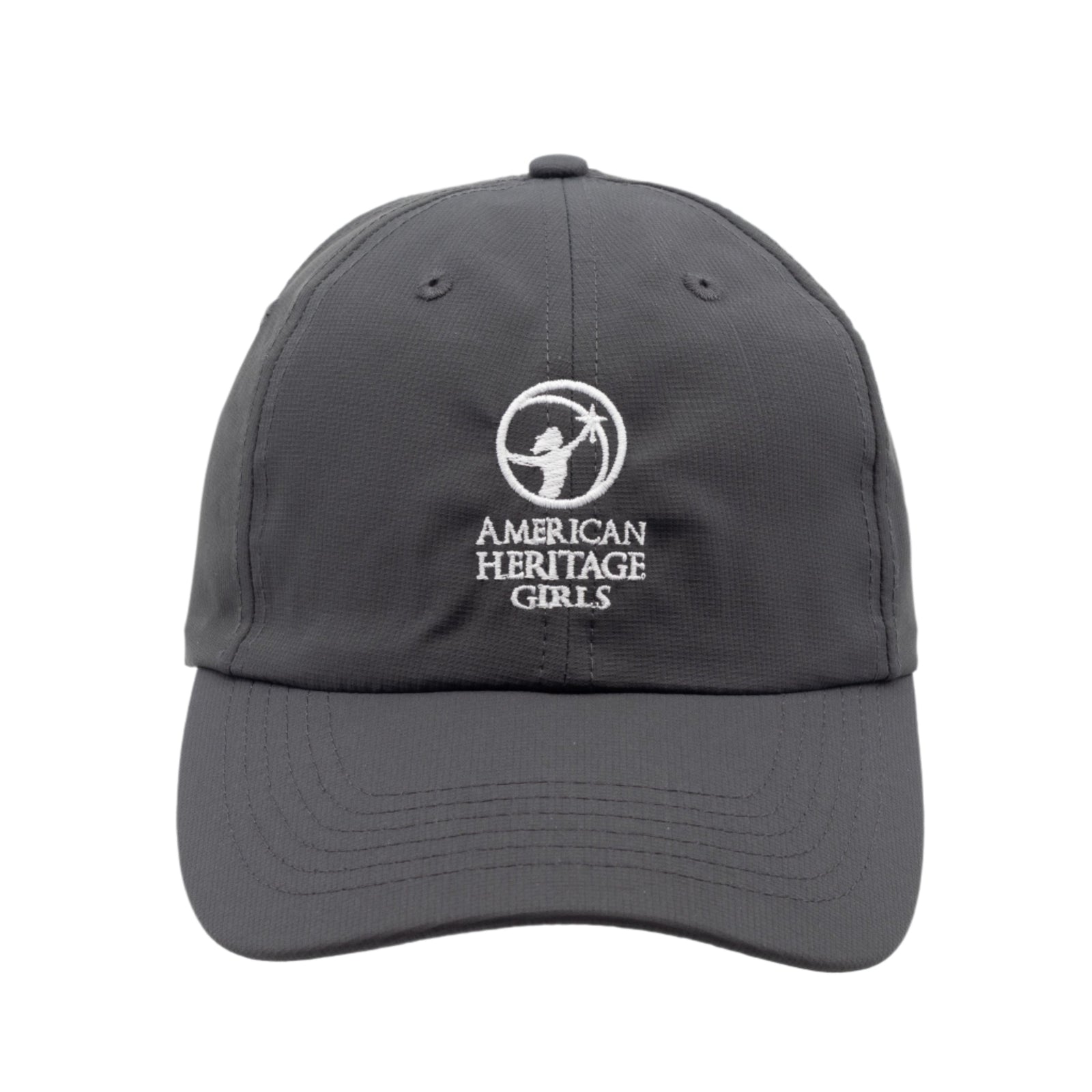 Gray cap with 'American Heritage Girls' logo on a white background