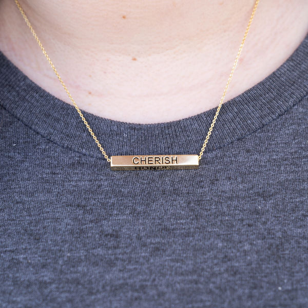 AHG Love, Cherish, Honor, Serve Bar Necklace